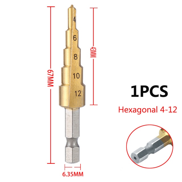 3-12mm 4-12mm 4-20mm HSS Straight Groove Step Drill Bit Set Titanium Coated Wood Metal Hole Cutter Core Drill Bit Set - KiwisLove