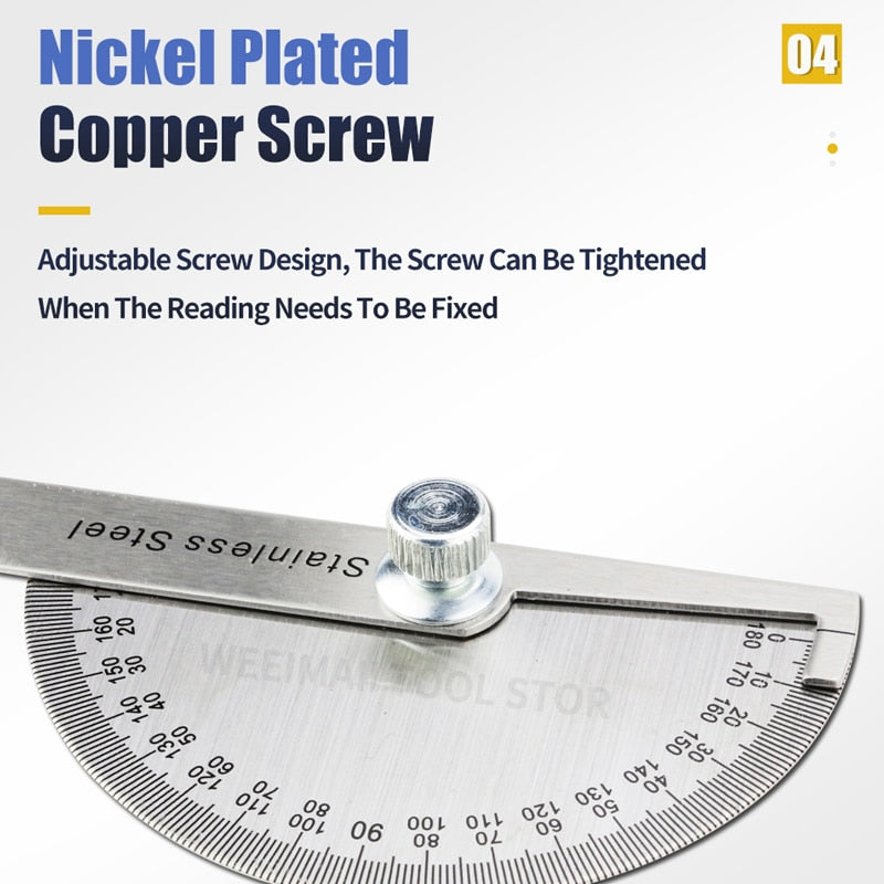 180 Degree Protractor  Angle Finder Stainless Steel Goniometer Angle Ruler - KiwisLove