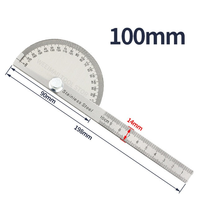 180 Degree Protractor  Angle Finder Stainless Steel Goniometer Angle Ruler - KiwisLove