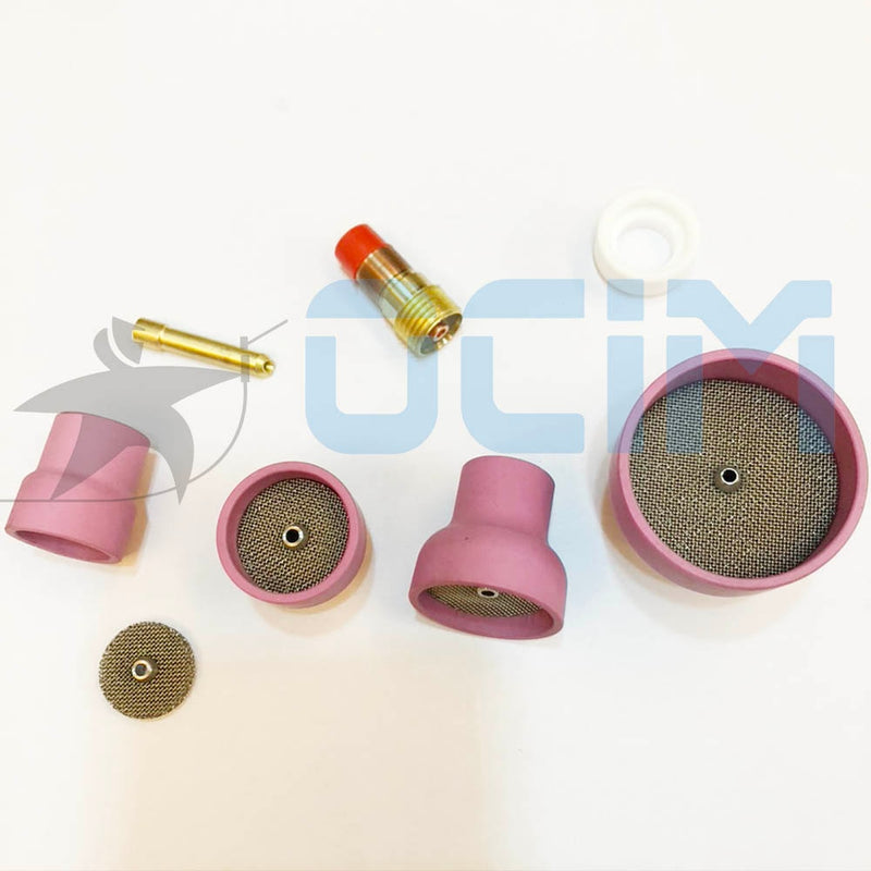 Alumina  Ceramic Nozzle  Cups +Strainer Mesh+Collet+Gas Lens For WP17/18/26 - KiwisLove