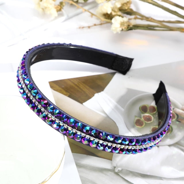 Crystal Headbands Fashion Hair Hoop Bands Bezel Luxurious Rhinestones Sponge - KiwisLove