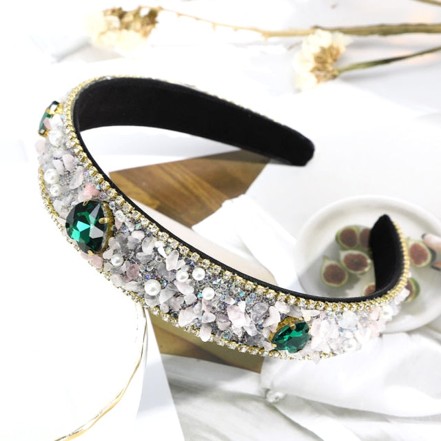 Crystal Headbands Fashion Hair Hoop Bands Bezel Luxurious Rhinestones Sponge - KiwisLove