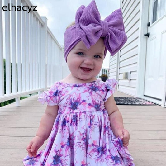6''  Double Layer Hair Bow Headband Girls Summer Elastic Hair Bands - KiwisLove