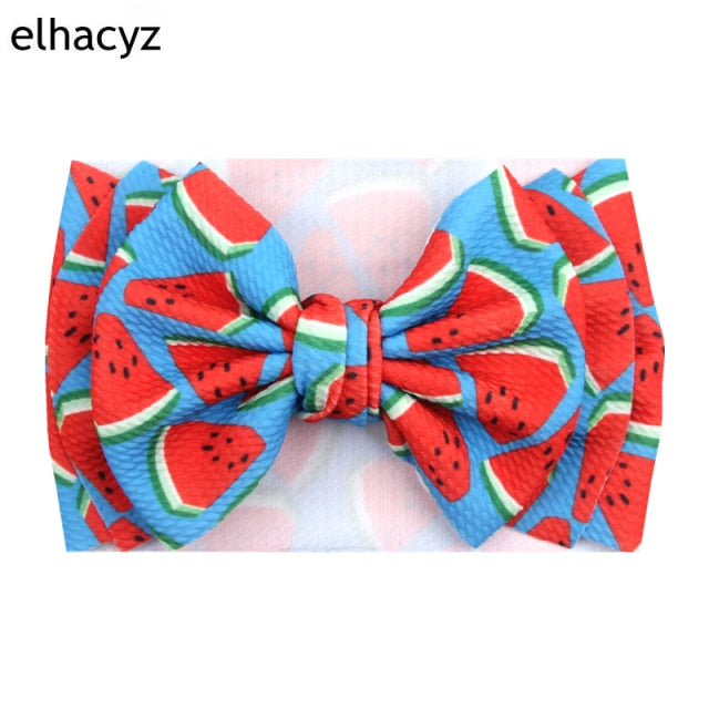 6''  Double Layer Hair Bow Headband Girls Summer Elastic Hair Bands - KiwisLove