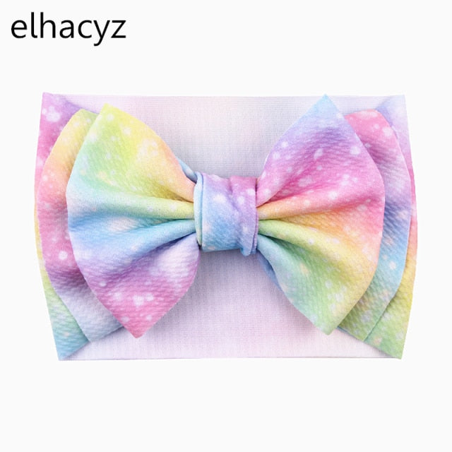 6''  Double Layer Hair Bow Headband Girls Summer Elastic Hair Bands - KiwisLove