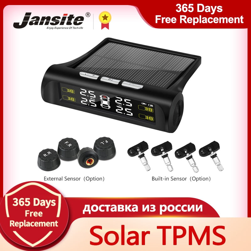 TPMS Tyre Pressure Monitoring System Solar Power Digital LCD Display Auto Security Alarm Systems Tyre Pressure - KiwisLove
