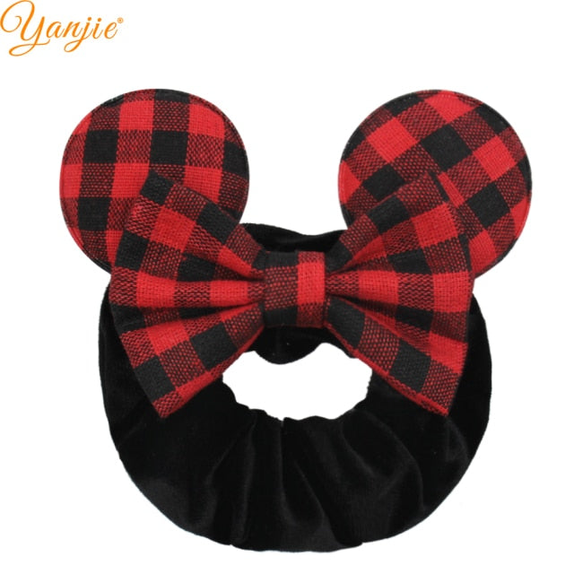 2021 New  Pretty Mouse Ears Sequins Hair Bow Women Velvet Scrunchies - KiwisLove