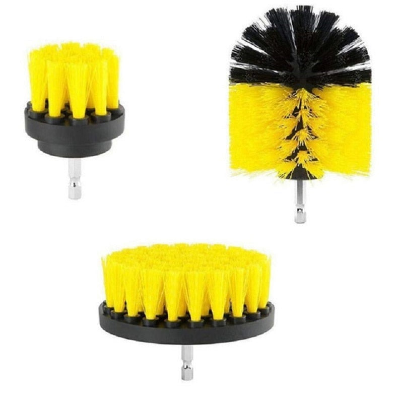 3Pcs Round Full Electric Bristle Drill Brush Rotary Cleaning Tool Set Scrubber Cleaning Tool Brushes Car Wash Tool - KiwisLove