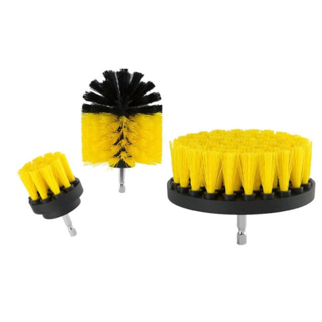 3Pcs Round Full Electric Bristle Drill Brush Rotary Cleaning Tool Set Scrubber Cleaning Tool Brushes Car Wash Tool - KiwisLove