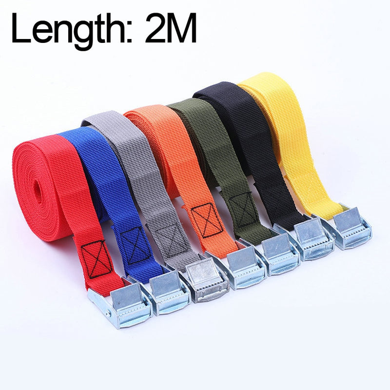 2M Car Tension Rope Luggage Fixed Strap Cargo Roof Rack Lashing Straps Ratchet Tie Belt With Buckle Stowing Tidying Ratchet Belt - KiwisLove