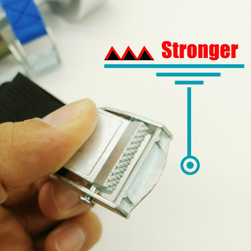 2M Car Tension Rope Luggage Fixed Strap Cargo Roof Rack Lashing Straps Ratchet Tie Belt With Buckle Stowing Tidying Ratchet Belt - KiwisLove