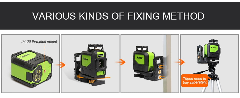 Huepar  901CR 5 Lines 3D Cross Line Laser Level Red Beam Vertical Horizontal Lasers - KiwisLove