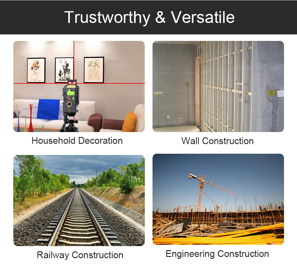 Huepar  901CR 5 Lines 3D Cross Line Laser Level Red Beam Vertical Horizontal Lasers - KiwisLove