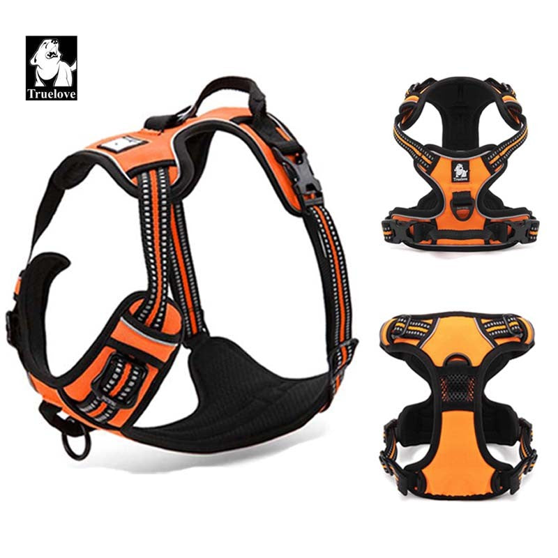 Truelove Front Range Reflective Nylon large pet Dog Harness All Weather  Padded  Adjustable Safety Vehicular  leads for dogs pet - KiwisLove