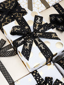 Gift Ribbon Satin Stars/With Love/Love You/Thank You Gold Foil Printed For Gift Wrapping Decoration DIY Craft - KiwisLove