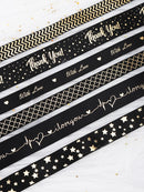 Gift Ribbon Satin Stars/With Love/Love You/Thank You Gold Foil Printed For Gift Wrapping Decoration DIY Craft - KiwisLove