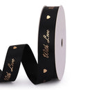 Gift Ribbon Satin Stars/With Love/Love You/Thank You Gold Foil Printed For Gift Wrapping Decoration DIY Craft - KiwisLove