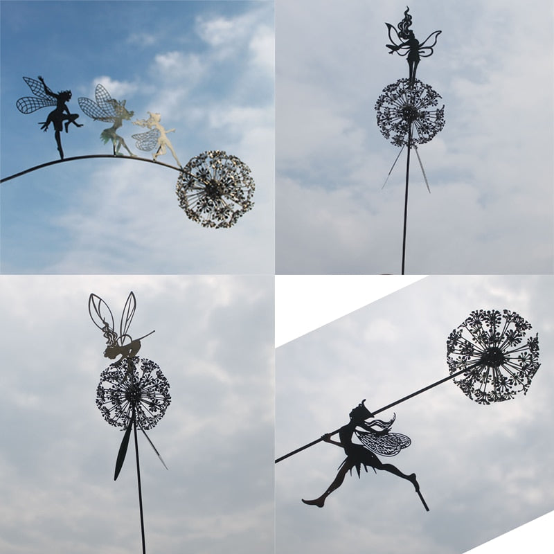 Garden Decorative Stake Fairies And Dandelions Dance - KiwisLove