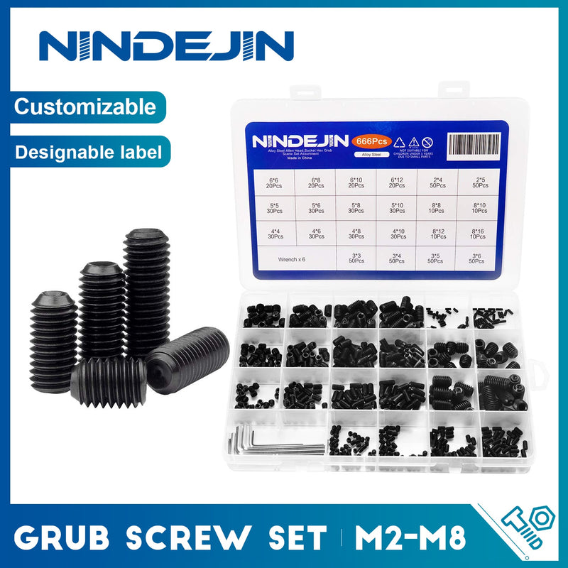 666pcs Screw Cup Point Grub Screw Hex Socket Set Screws Hexagon Headless Set - KiwisLove