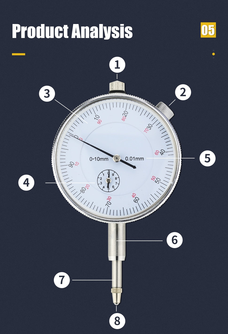 Dial Indicator Precision 0.01mm Dial Bore Gauge Indicator Micrometer - KiwisLove