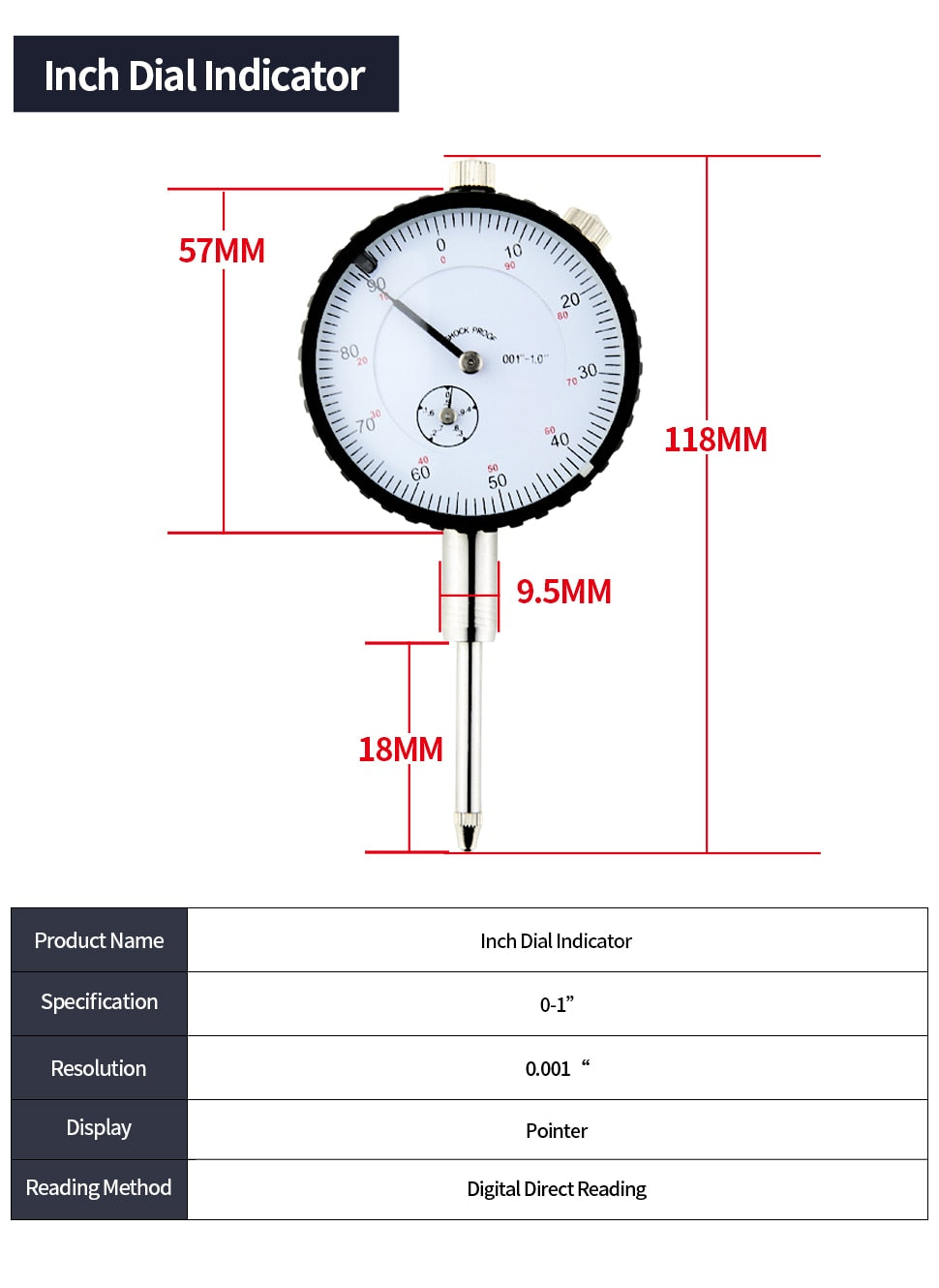 Dial Indicator Precision 0.01mm Dial Bore Gauge Indicator Micrometer - KiwisLove