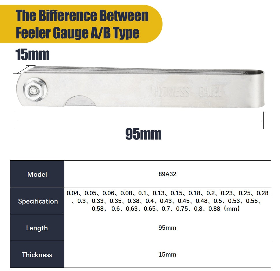 Inch Feeler Gauge Metric Thickness Wedges Gauge Valves Set Of Probes - KiwisLove