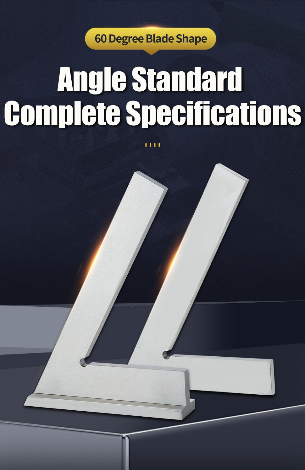 60 Degree Flat Edge  Carbon Steel Angle Ruler With Seat Oblique Angle Measuring - KiwisLove