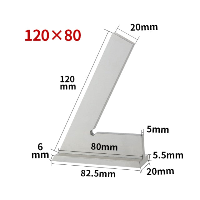 60 Degree Flat Edge  Carbon Steel Angle Ruler With Seat Oblique Angle Measuring - KiwisLove
