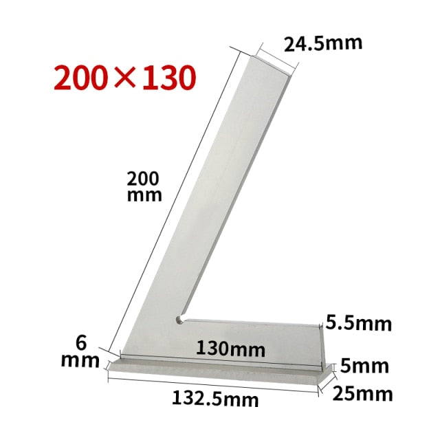 60 Degree Flat Edge  Carbon Steel Angle Ruler With Seat Oblique Angle Measuring - KiwisLove