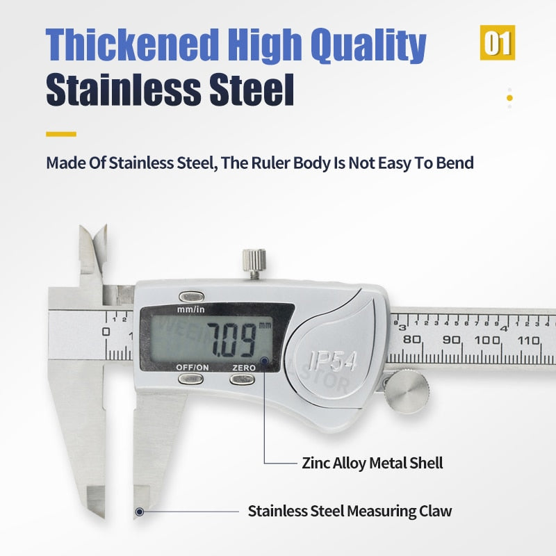IP54 Digital Caliper Metal Ruler Gauge Stainless Steel Electronic Vernier  Micrometer - KiwisLove