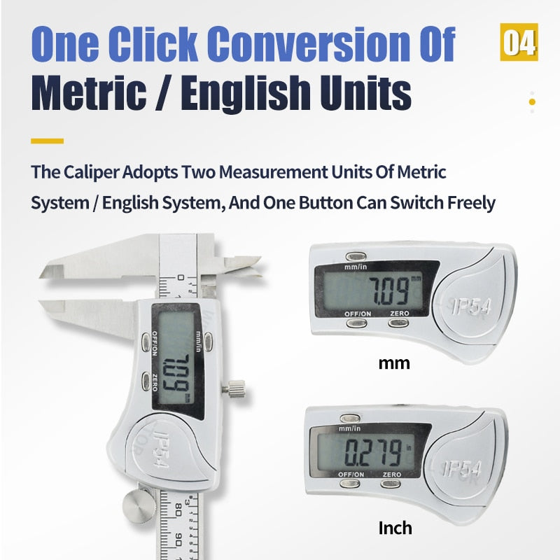 IP54 Digital Caliper Metal Ruler Gauge Stainless Steel Electronic Vernier  Micrometer - KiwisLove