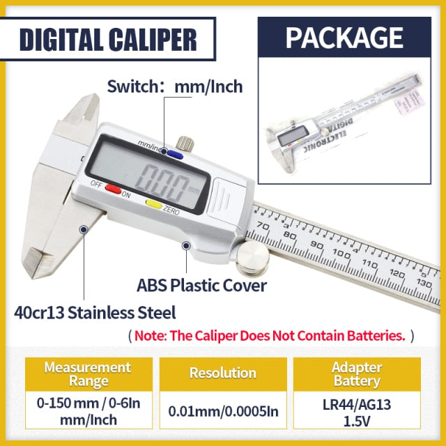 IP54 Digital Caliper Metal Ruler Gauge Stainless Steel Electronic Vernier  Micrometer - KiwisLove