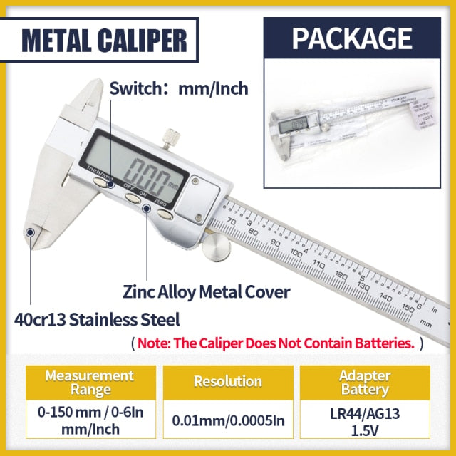 IP54 Digital Caliper Metal Ruler Gauge Stainless Steel Electronic Vernier  Micrometer - KiwisLove