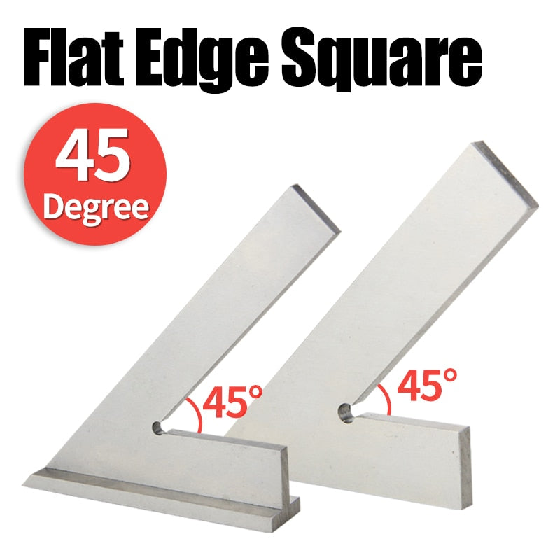 45 Degree Flat Edge  Measuring Multi Angle Try Ruler Gauge Squads Machinist Square With Base - KiwisLove