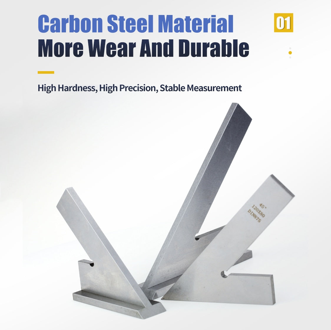 45 Degree Flat Edge  Measuring Multi Angle Try Ruler Gauge Squads Machinist Square With Base - KiwisLove