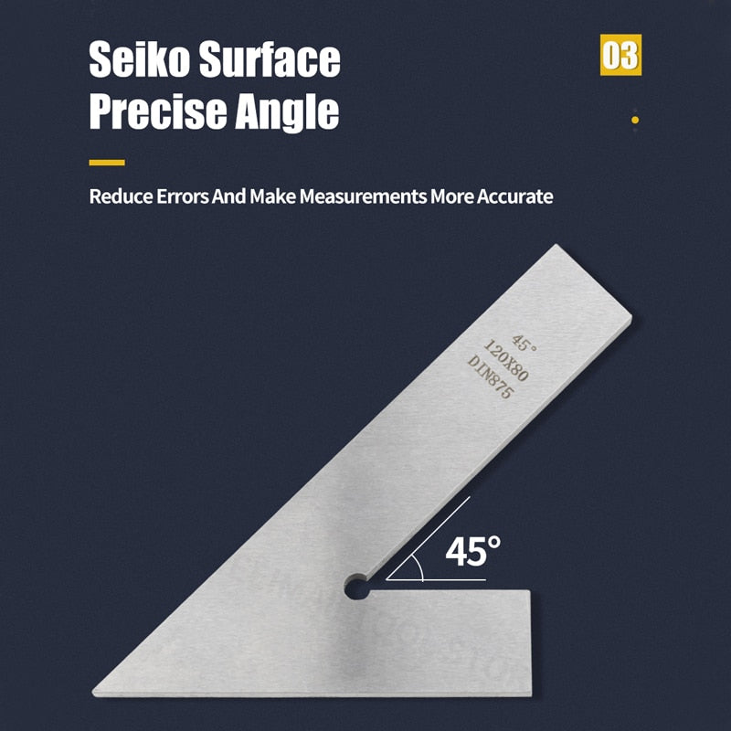 45 Degree Flat Edge  Measuring Multi Angle Try Ruler Gauge Squads Machinist Square With Base - KiwisLove