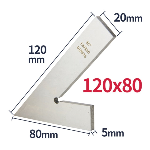 45 Degree Flat Edge  Measuring Multi Angle Try Ruler Gauge Squads Machinist Square With Base - KiwisLove