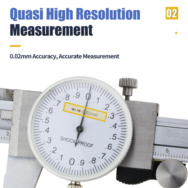 Dial Caliper Metal Vernier Caliper With Dial Indicator Stainless/Carbon Steel Gauge - KiwisLove