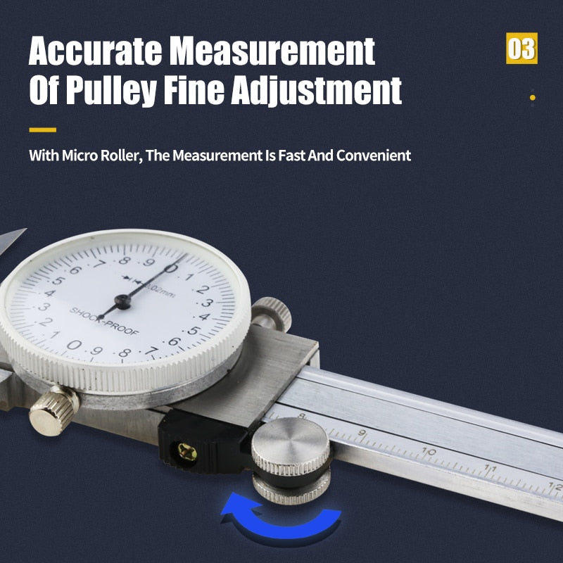 Dial Caliper Metal Vernier Caliper With Dial Indicator Stainless/Carbon Steel Gauge - KiwisLove
