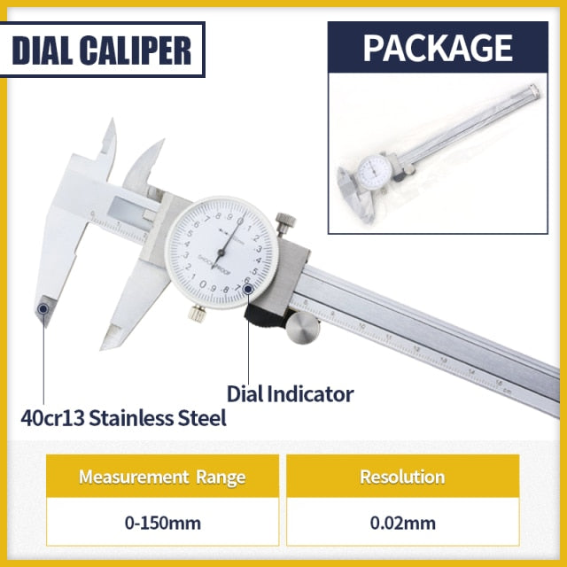 Dial Caliper Metal Vernier Caliper With Dial Indicator Stainless/Carbon Steel Gauge - KiwisLove
