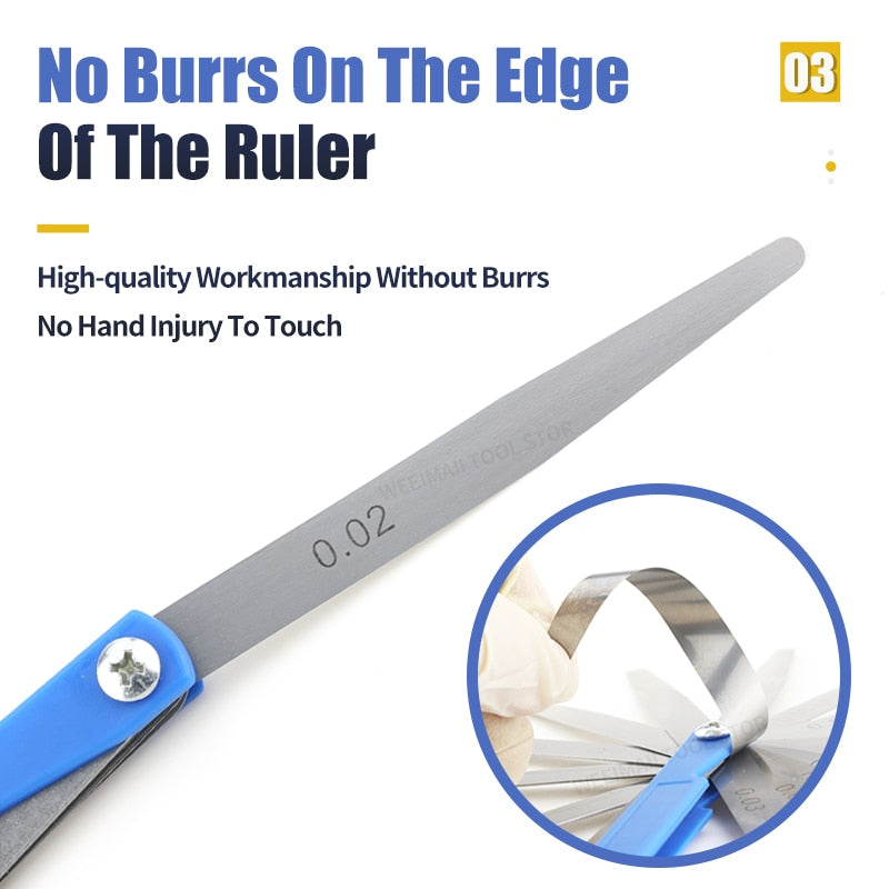 Length Metric Feeler Gauge Thickness Gage Set Blade Gap Filler Valve  Measurement Layout - KiwisLove