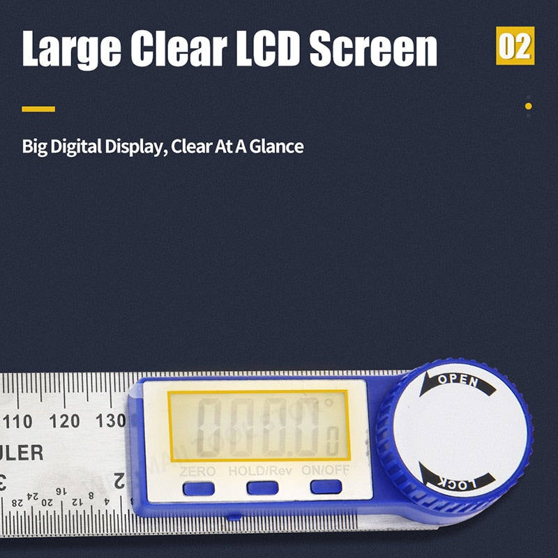 Digital Protractor Angle Ruler Metric Goniometer 360 Degree Stainless Steel - KiwisLove