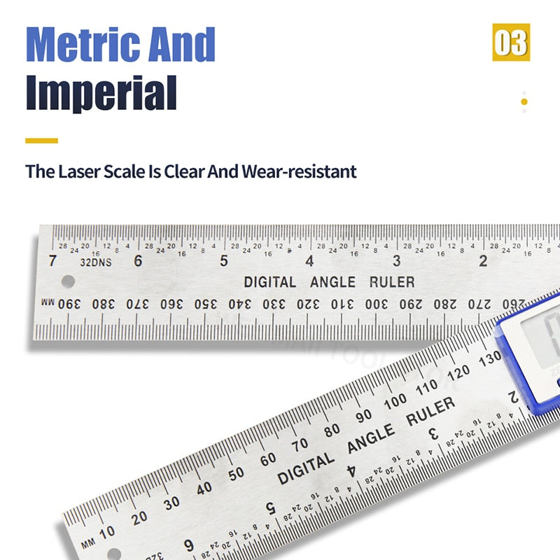 Digital Protractor Angle Ruler Metric Goniometer 360 Degree Stainless Steel - KiwisLove