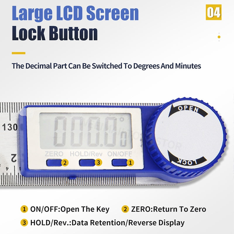 Digital Protractor Angle Ruler Metric Goniometer 360 Degree Stainless Steel - KiwisLove
