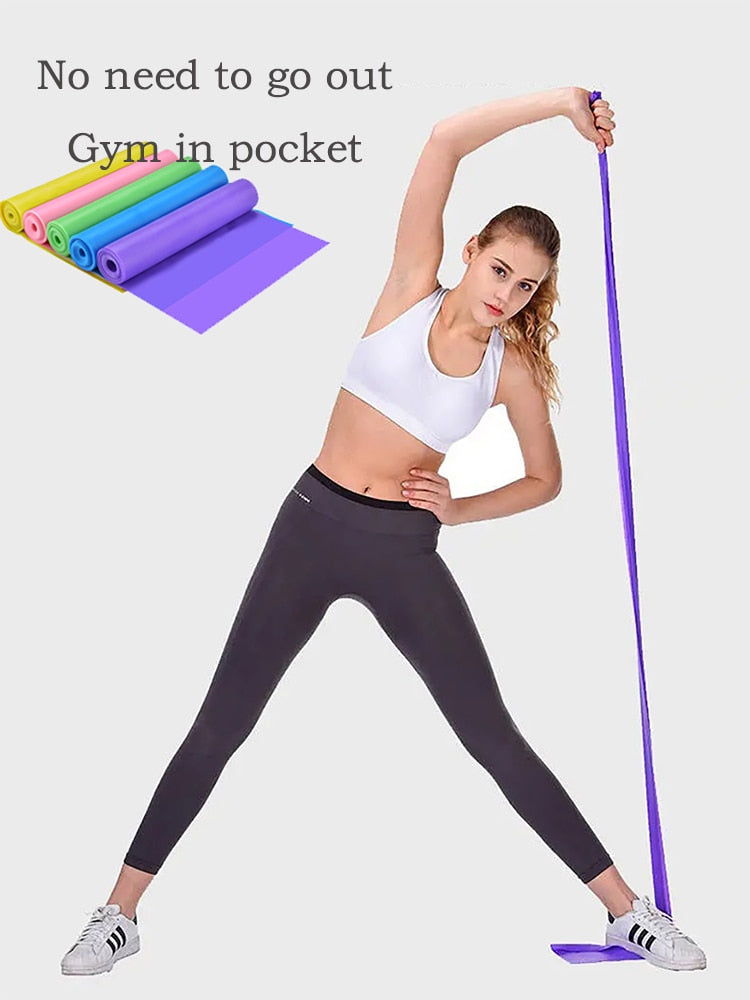 Yoga  gym elastic Tension band 150cm rubber Pilates - KiwisLove