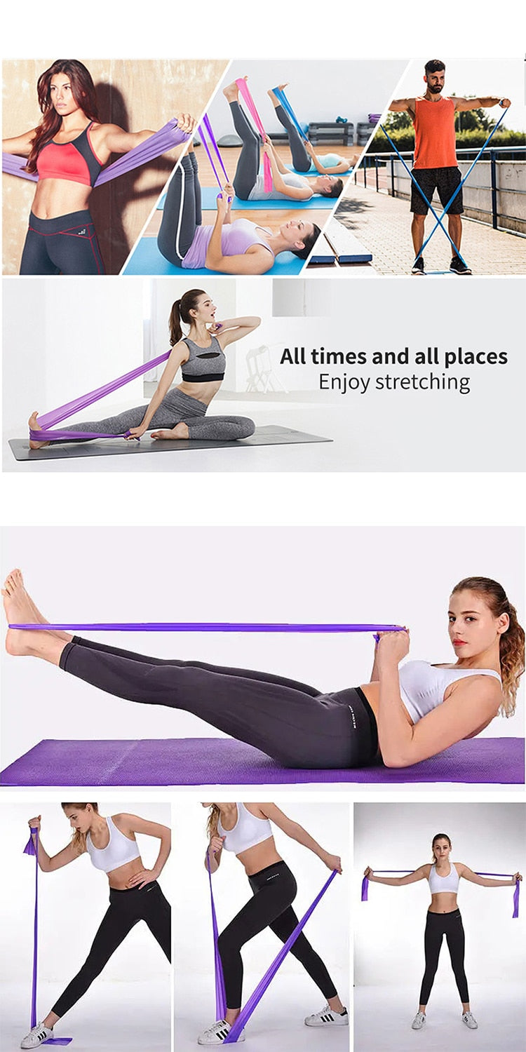 Yoga  gym elastic Tension band 150cm rubber Pilates - KiwisLove