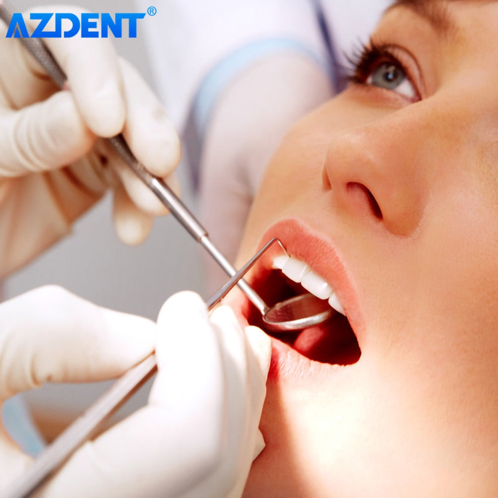 AZDENT Dental Mouth Mirror Stainless Steel Tweezers Elbow Probe Dentist Instrument Teeth Cleaning Whitening Dentistry Tools Set - KiwisLove