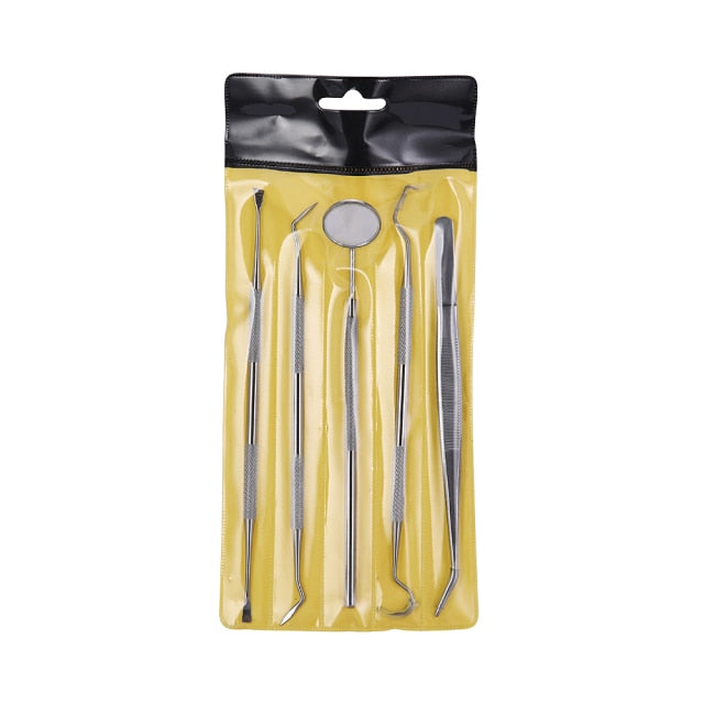 AZDENT Dental Mouth Mirror Stainless Steel Tweezers Elbow Probe Dentist Instrument Teeth Cleaning Whitening Dentistry Tools Set - KiwisLove