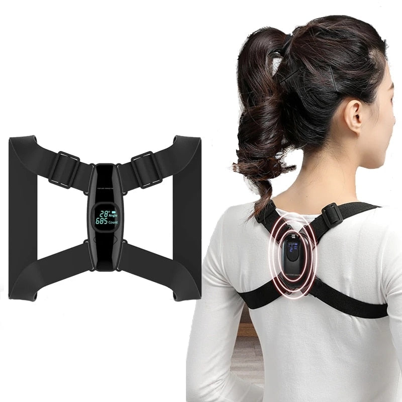Smart Back Support Back Posture Corrector Intelligent Angle Sensor Vibration Reminder USB Charging LED Screen Children Adults - KiwisLove