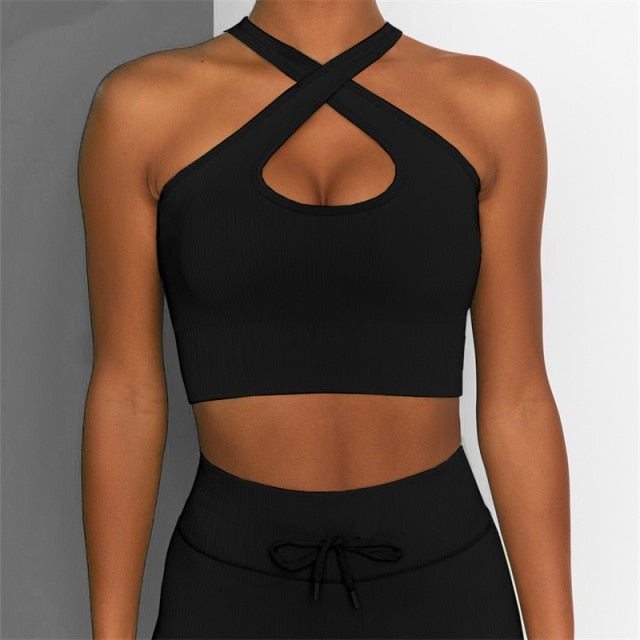 Women Set Fitness Body Building Yoga Clothes Gym  Bra Cycling Sportwear Outfit - KiwisLove